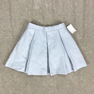 NWT Tildon Jacquard Pleated Skater Mini Skirt Womens 0 Gray Pockets Rear Zip Y2K